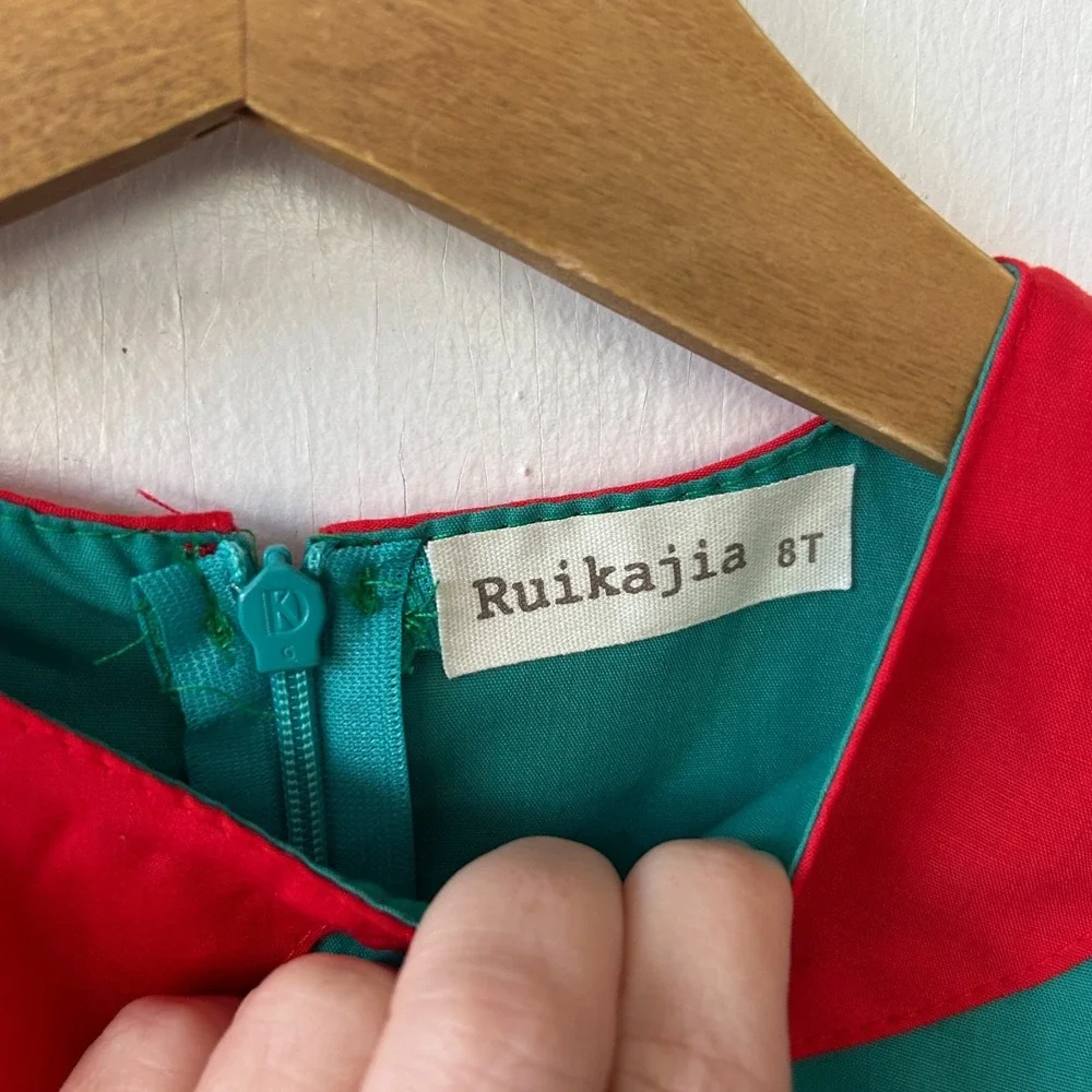 Rukajia‎ Elf Dress Girls Size 8 Green Red Christmas Costume